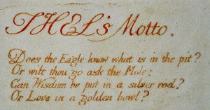 Thels Motto..., plade 1 fra The Book of Thel, 1789 (reliefradering med pen og wc) af William Blake